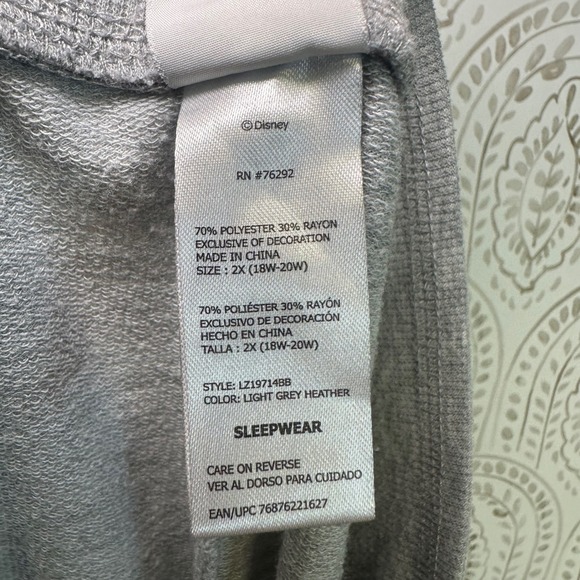 Disney Sleepwear Pants Light Grey Heather Women's Size 2X Grumpy Sleep Pants - Picture 8 of 11